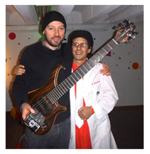 Squarepusher (Tom Jenkinson) and Drew Blanke (Dr Blankenstein) backstage at MoogFest 2012